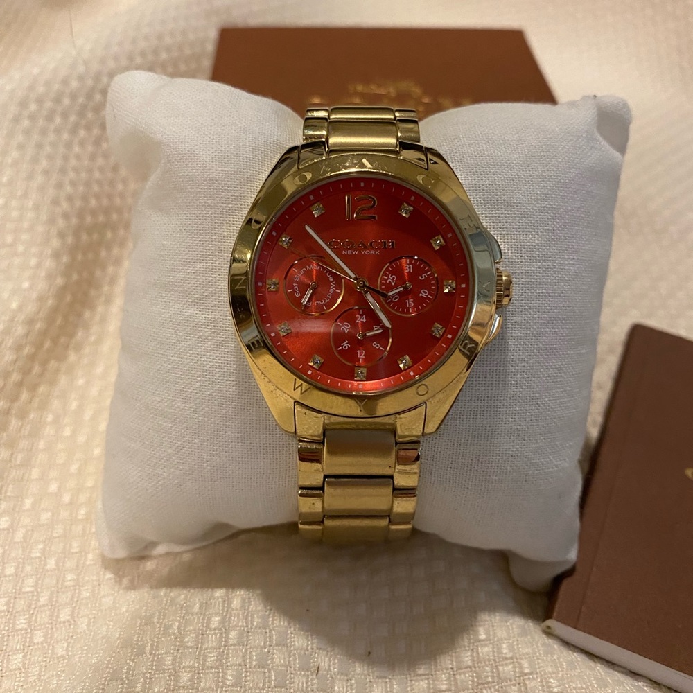 Coach Gold & Coral Boyfriend Watch - Picture 3 of 5